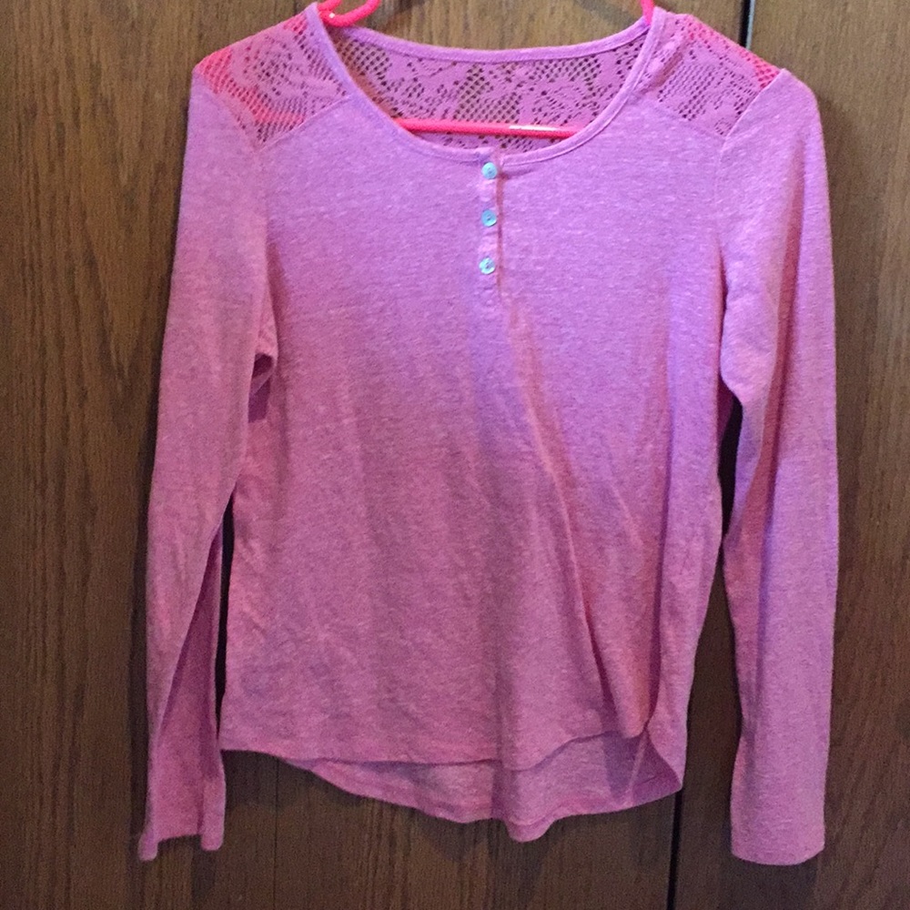 Pink lace long sleeve shirt